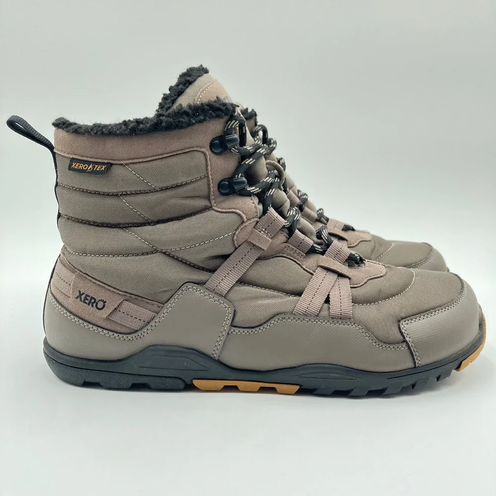 Xero Shoes Alpine Mens 12 Gray Minimalist Waterproof Winter Snow Boots Barefoot